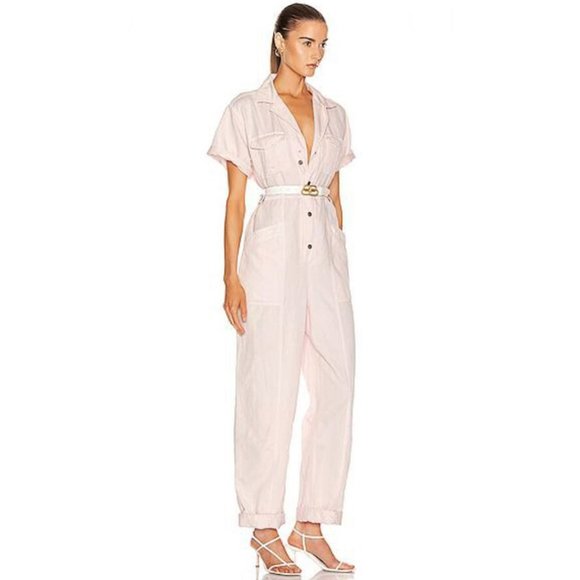 A.L.C. Petra Morganite Short Sleeve Jumpsuit Pink - Picture 2 of 13